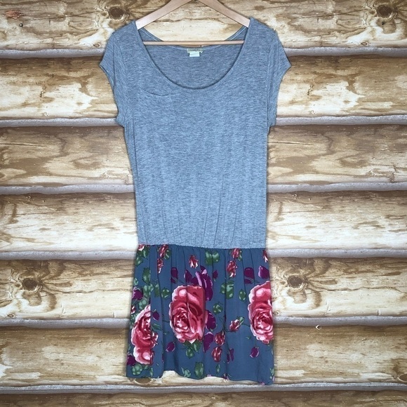 Nicolette scoop neck cap sleeve dropped waist floral skirt dress size M - Picture 2 of 8